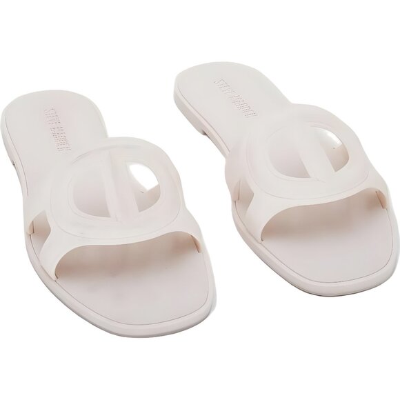 Steve Madden Jellie Jelly Slide Sandals Bone Slip-On Pool Beach US 6M - Picture 1 of 6
